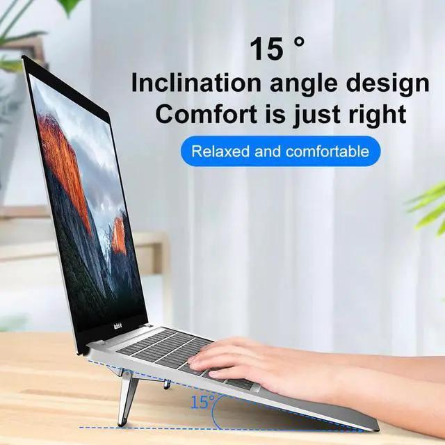Alt view image 2 of 6 - Portable Laptop Stand Aluminum Cooling Pad For MacBook Pro Mini Foldable Laptop Holder Support Notebook Stand Riser Accessories