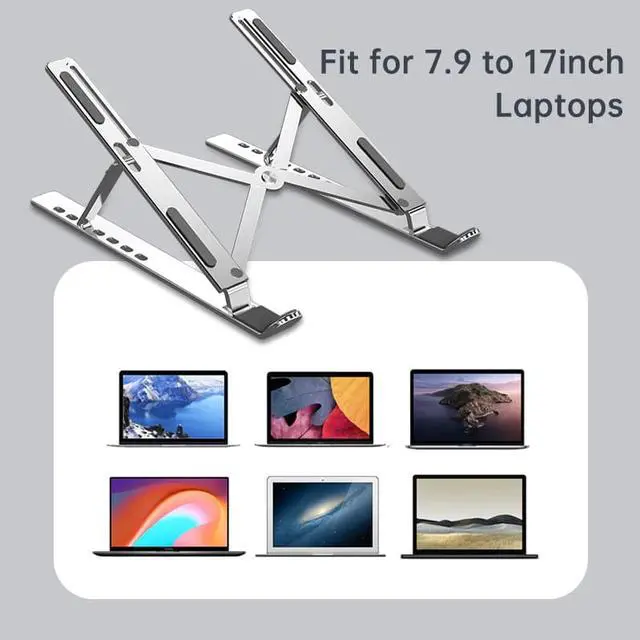 Alt view image 6 of 6 - KUULAA Laptop Holder for MacBook Air Pro Notebook Laptop Stand Bracket Foldable Aluminium Alloy Laptop Holder for PC Notebook
