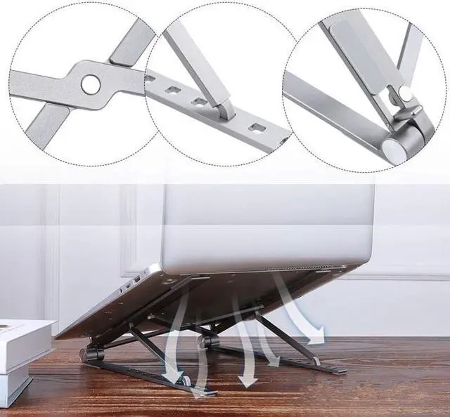 Alt view image 4 of 6 - Laptop Cooling Stand Adjustable Foldable Aluminum Desktop Notebook Holder Desk Stand For 7-15 inch Macbook Pro Air
