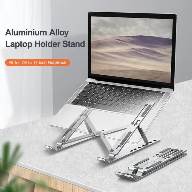 Alt view image 2 of 6 - KUULAA Laptop Holder for MacBook Air Pro Notebook Laptop Stand Bracket Foldable Aluminium Alloy Laptop Holder for PC Notebook