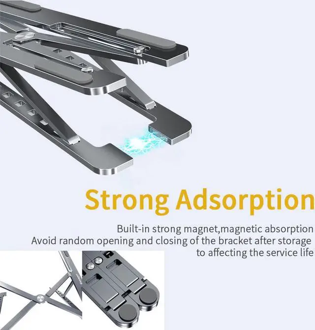 Alt view image 6 of 6 - Essager Portable Laptop Holder Foldable Laptop Stand Aluminium Table Desk Laptop Riser Support for MacBook Notebook PC Computer