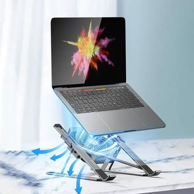 Alt view image 3 of 6 - Portable Laptop Stand With Cooling Fan Foldable Stand Adjustable Aluminum Alloy Notebook Holder For MacBook
