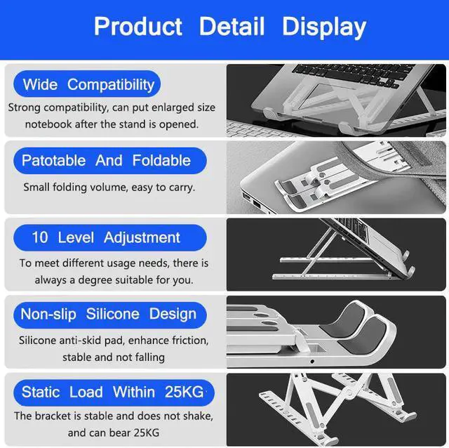 Main image of Foldable Laptop Stand Adjustable Notebook Stand Plastic Portable Laptop Holder Tablet Stand Computer Support For MacBook iPad
