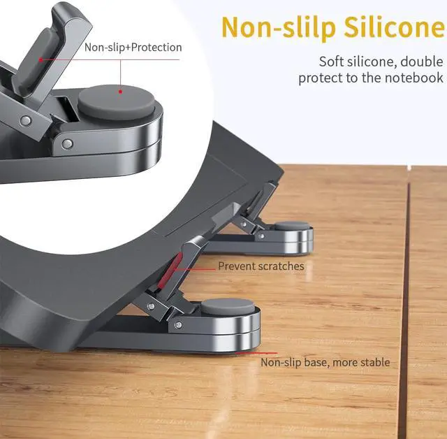 Alt view image 4 of 6 - Essager Portable Laptop Holder Foldable Laptop Stand Aluminium Table Desk Laptop Riser Support for MacBook Notebook PC Computer