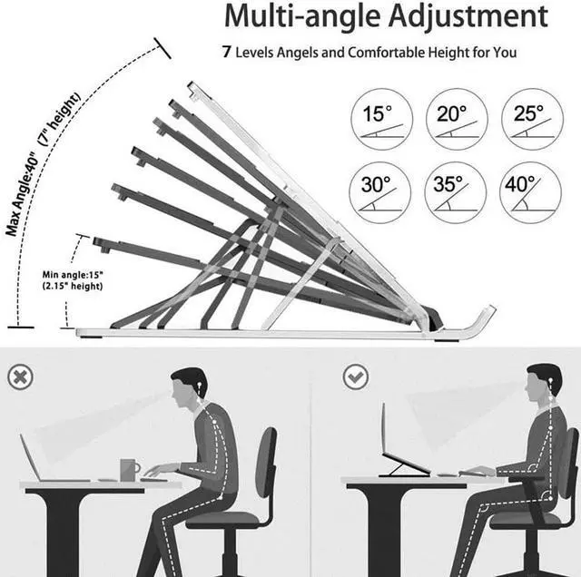 Alt view image 4 of 6 - Foldable Laptop Stand Holder Aluminium Adjustable PC Computer Notebook Tablet Stand Support for Macbook Pro Air