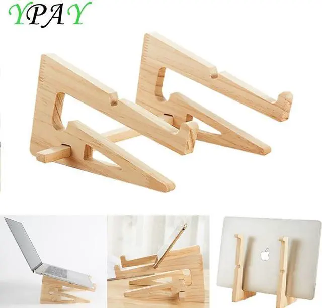 Main image of YPAY Wood Laptop Stand Holder Increased Height Storage stand for Macbook 13 15 Inch Notebook Vertical Base Cooling Stand Mount