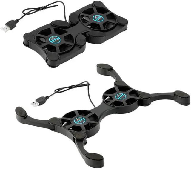 Alt view image 3 of 6 - Black Laptop Desk Support Dual Cooling Fan Notebook Computer Stand Foldable USB Rack Holder