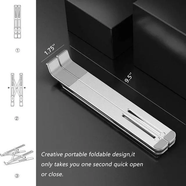 Alt view image 3 of 6 - Laptop Stand Adjustable Aluminum Desktop Notebook Stand Folding Cooling Rack Computer Holder for 11-17Inch Notebook