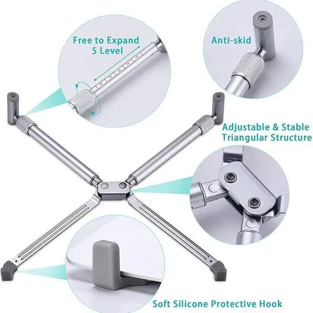 Alt view image 3 of 6 - Adjustable Aluminum Laptop Stand Foldable Ergonomic Desk Laptop Holder for Pro Laptop Riser Cooling X Stand