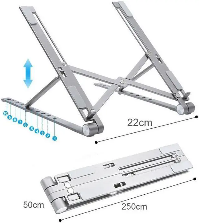 Alt view image 6 of 6 - Laptop Cooling Stand Adjustable Foldable Aluminum Desktop Notebook Holder Desk Stand For 7-15 inch Macbook Pro Air