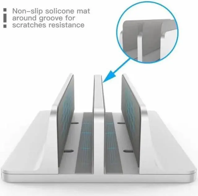 Alt view image 4 of 6 - VODOOL Vertical Laptop Stand Aluminum Adjustable Desktop Double Slot Notebook Tablet Mount Base Holder Dock For MacBook Pro Air