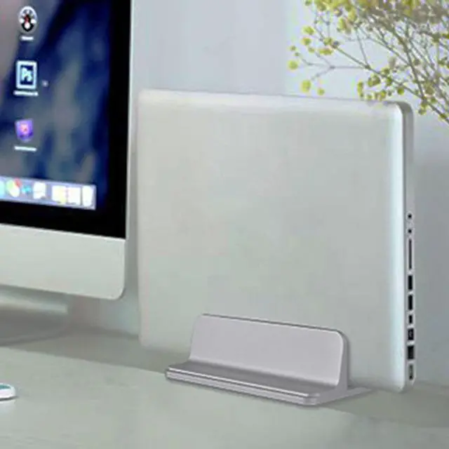 Alt view image 4 of 6 - Adjustable Vertical Laptop Stand Bookshelf 2 Slot Aluminum Alloy Bracket Dual Notebook PC Desk Holder Support