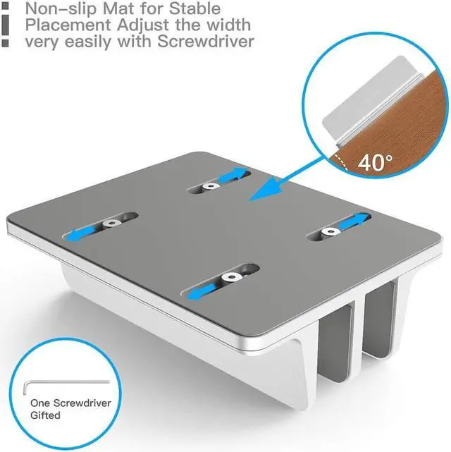 Alt view image 4 of 6 - Vertical Laptop Stand for Macbook Air Pro Desktop Double Desktop Stand Holder with Adjustable Dock (Up To 17.3 Inch)