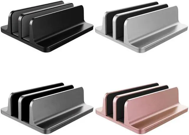 Alt view image 3 of 6 - Double Slots Vertical Laptop Stand Book Notebook Bracket Aluminum Alloy Tablet for Office Caring Computer Supplies