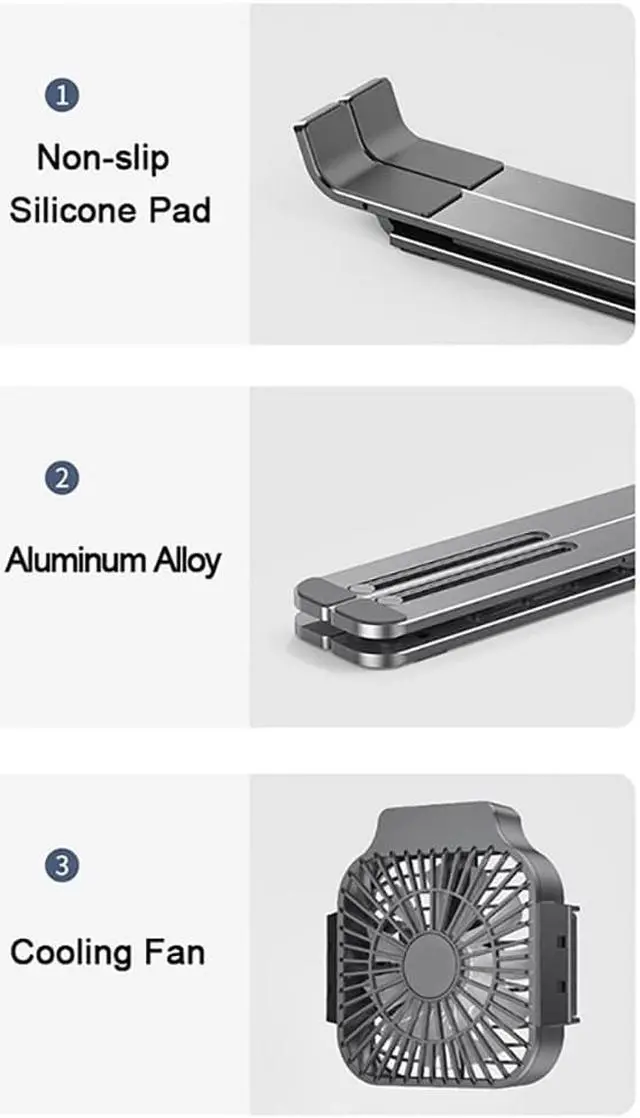 Alt view image 6 of 6 - Foldable Laptop Tablet Stand With Cooling Fan Heat Dissipation For Desktop MacBooks Air Pro Stand Notebook Holder HP DELL Cooler
