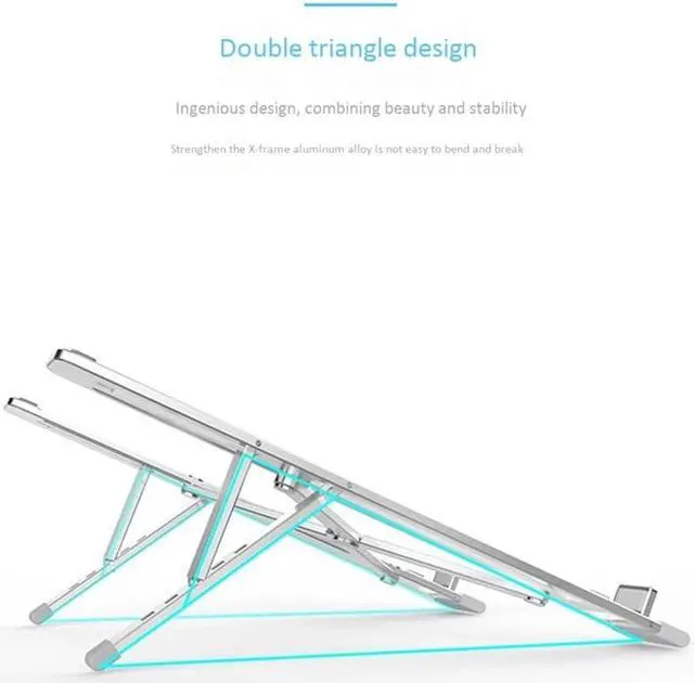 Alt view image 6 of 6 - Laptop Stand Aluminum Adjustable Computer Stand Ergonomic Laptop Riser For Portable Foldable Laptop Riser Holder Stand