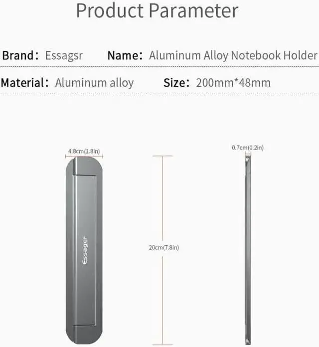 Alt view image 2 of 6 - Essager Foldable Laptop Stand Holder For Macbook Pro Air Notebook Portable Aluminum Desk Laptop Stand Table Base Bracket Folding