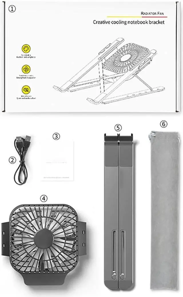 Alt view image 5 of 6 - Portable Laptop Stand With Cooling Fan Foldable Stand Adjustable Aluminum Alloy Notebook Holder For MacBook