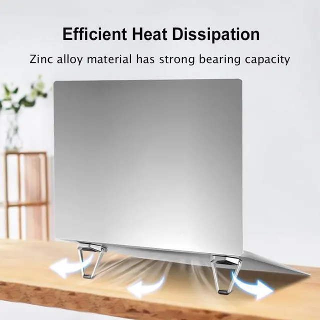 Alt view image 4 of 6 - Portable Laptop Stand Aluminum Cooling Pad For MacBook Pro Mini Foldable Laptop Holder Support Notebook Stand Riser Accessories