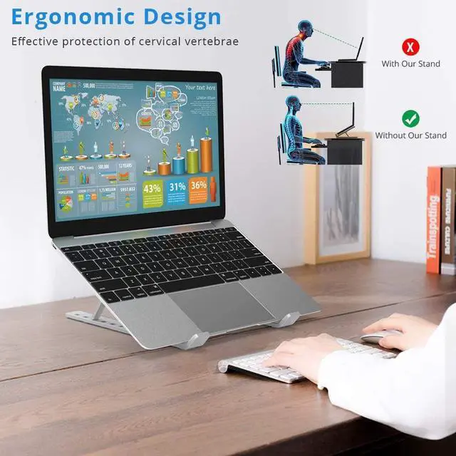 Alt view image 4 of 6 - Aluminium Alloy Portable Laptop Stand Laptop Holder for MacBook Pro Notebook Foldable Bracket Notebook Stand sfor PC Notebook