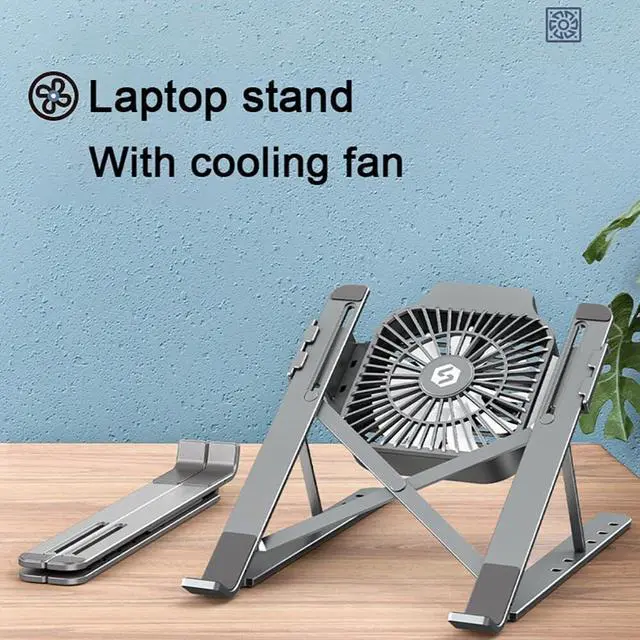 Alt view image 2 of 6 - Foldable Laptop Tablet Stand With Cooling Fan Heat Dissipation For Desktop MacBooks Air Pro Stand Notebook Holder HP DELL Cooler