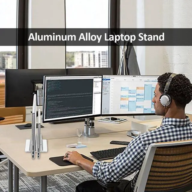 Main image of Double Slots Vertical Laptop Stand Book Notebook Bracket Aluminum Alloy Tablet for Office Caring Computer Supplies