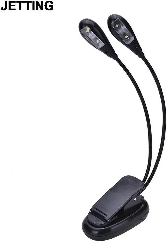 Alt view image 2 of 6 - Convenient Reading Lamp Dual Arms 4 LED Light Flexible Clip on Book Sheet Music Stand Light Student Dormitory Lights With Clip