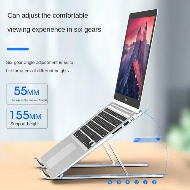Alt view image 2 of 6 - Laptop Stand Foldable Support Base Notebook Stand Material Holder Lapdesk Computer Holder PC Stand Cooling Bracket Riser Fashion