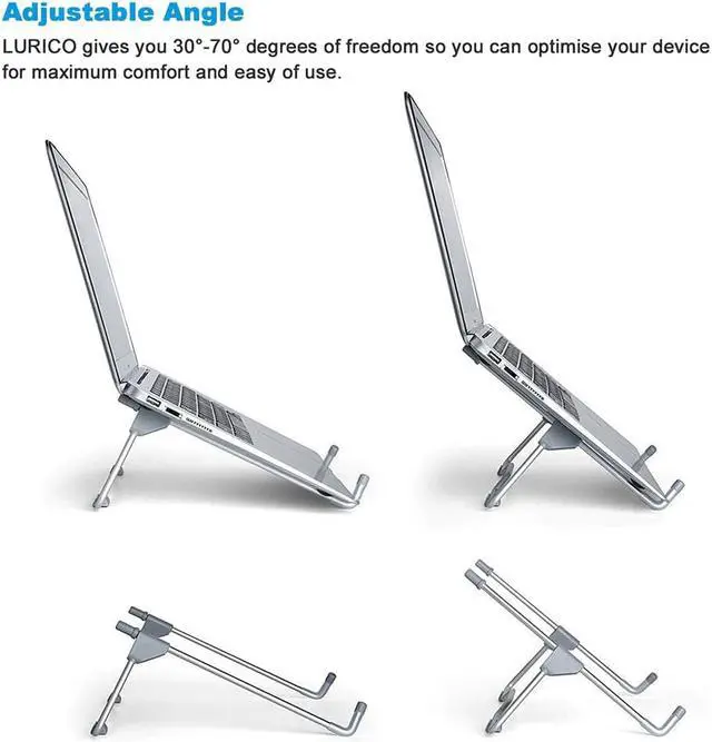 Alt view image 5 of 6 - Folding Laptop Stand Height Adjustable Aluminum Alloy Laptop Stand Bracket Laptop Holder for 10-17inch PC Notebook