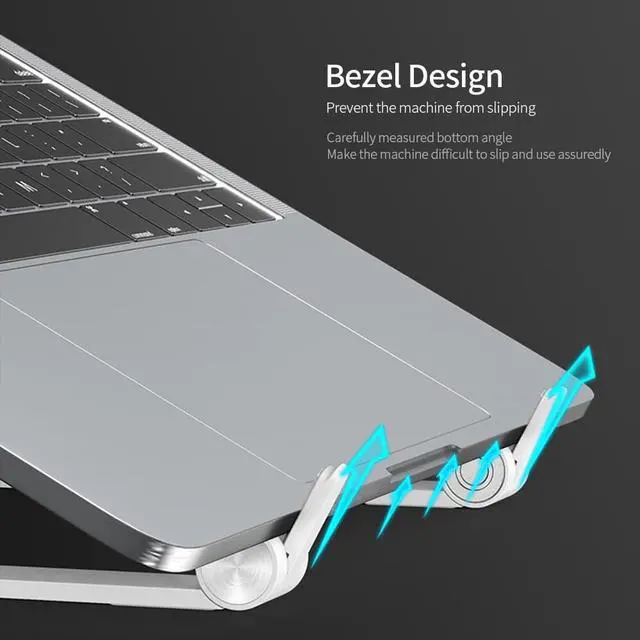 Alt view image 4 of 6 - Laptop Stand Folding Portable Laptop Bracket 5 level Height Adjustable Desktop Cooling Holder White