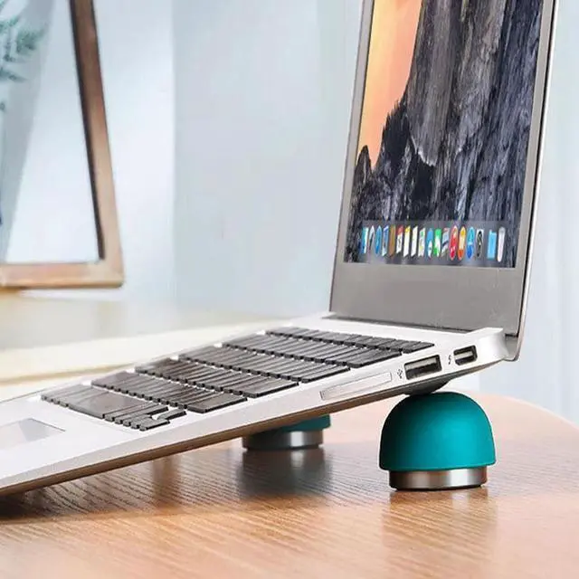 Alt view image 3 of 6 - 1 Pair Mushroom Shape Laptop Stand Metal Notebook Laptop Holder Cooling Foldable Mini Alloy Silicone Holder Laptop Stand T1D5