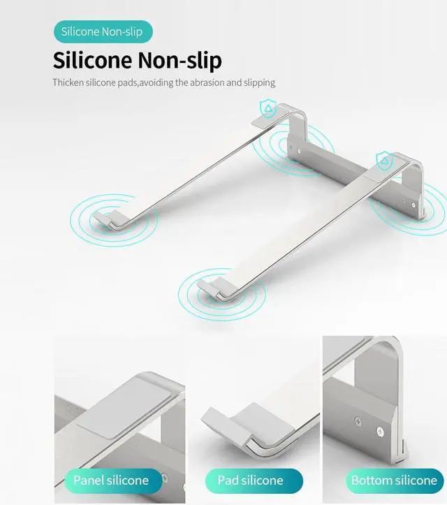 Alt view image 3 of 6 - Portable L181A Laptop Stand for notebook Desktop Silicone Nonslip Ergonomic Hollowed out Aluminum Holder Cooling Laptop Bracket