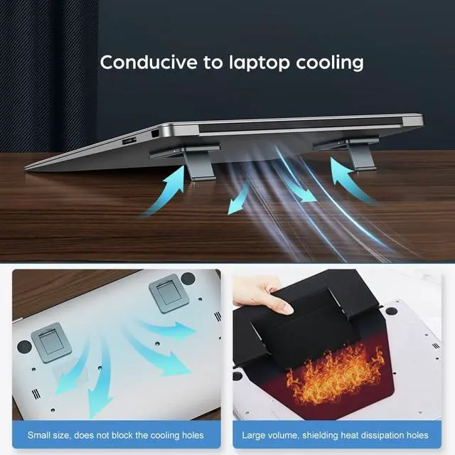 Alt view image 6 of 6 - Mini Portable Invisible Laptop Metal Holder Adjustable Cooling Stand Foldable Multifunctional Holder 1Pair for Laptop Notebook