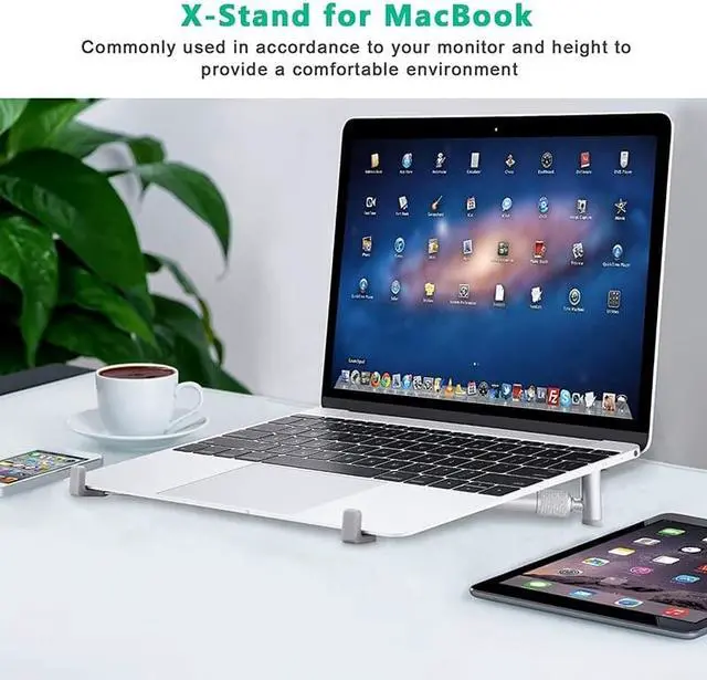 Alt view image 6 of 6 - Adjustable Aluminum Laptop Stand Foldable Ergonomic Desk Laptop Holder for Pro Laptop Riser Cooling X Stand