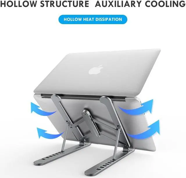Alt view image 4 of 6 - Adjustable Aluminium Alloy Laptop Stand Laptop Holder for MacBook Pro Notebook Foldable Bracket Notebook Stand sfor PC Notebook