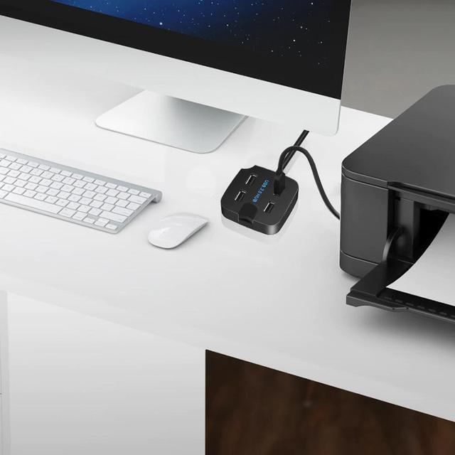 Alt view image 5 of 6 - KEBIDU Mini 4 ports USB3.0 HUB Splitter High Speed HUB USB2.0 for Desktop Laptop with Stand Holder for Phone Tablet PC Black