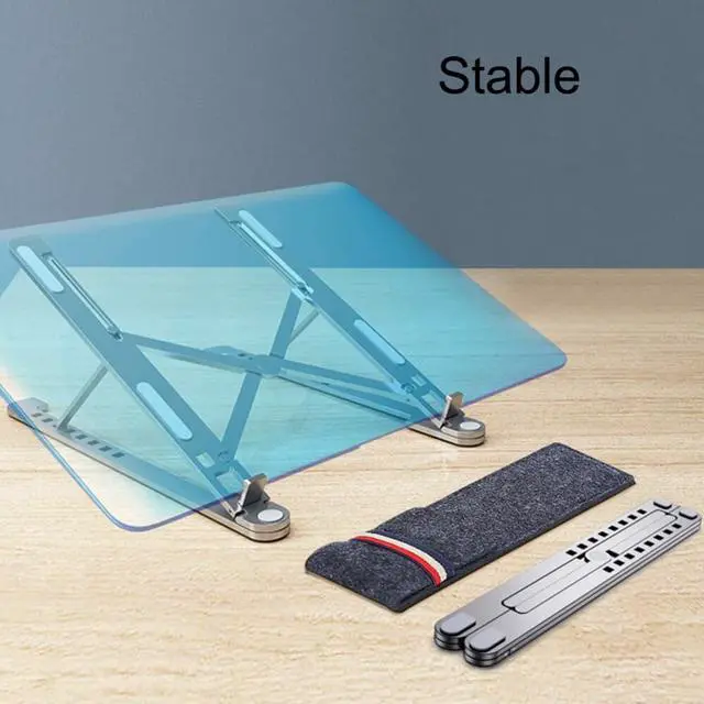Alt view image 2 of 6 - Folding Adjustable Laptop Stand Holder Universal Non Slip Laptop Stand Rack Aluminum Alloy Cooling Barcket for MacBook Notebook