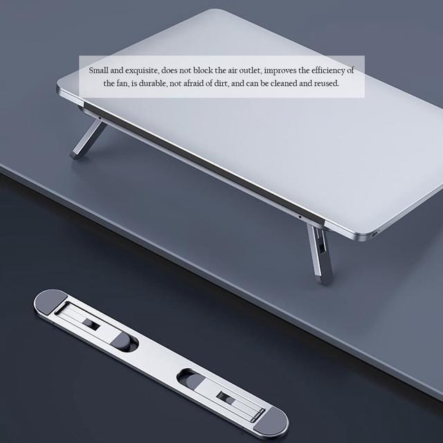 Alt view image 4 of 6 - Aluminum Laptop Stand Suporte Notebook Tablet Accessories Macbook Pro Stand Mini Foldable Laptop Portable Holder Cooling Stand