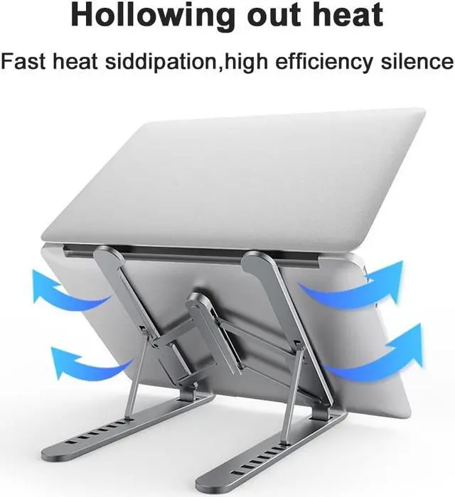 Alt view image 4 of 6 - Portable Laptop Stand Aluminum Foldable Laptop Holder For Macbook Pro Air iPad Computer Support Notebook Stand Cooling Pad Base