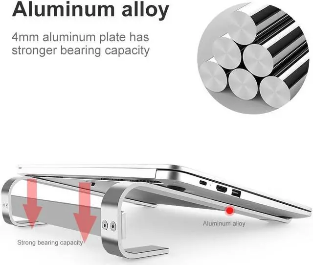 Alt view image 3 of 6 - Aluminum Alloy Laptop Stand Portable Base Notebook Stand Holder For Macbook Air Pro Non slip Computer Cooling Bracket 11 18 inch