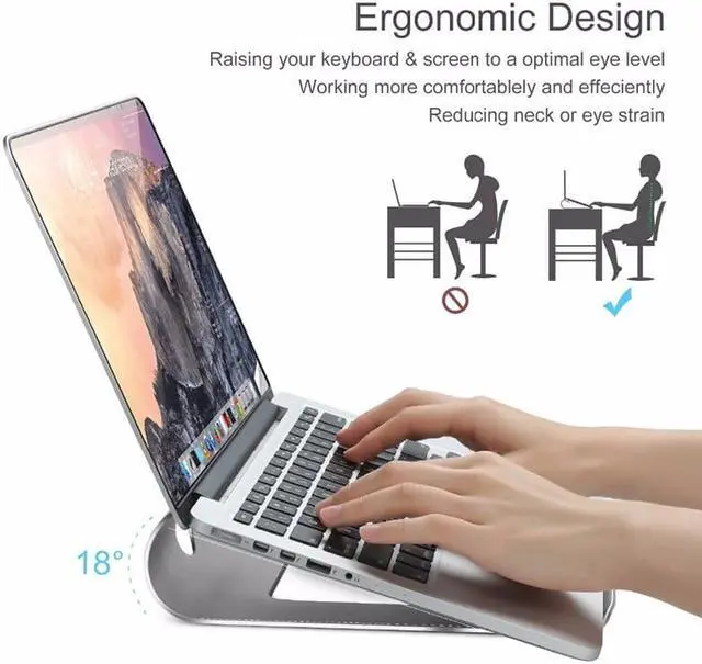 Alt view image 5 of 6 - Aluminum Laptop Stand For Macbook Air Pro Retina 11 12 13 15 Inch Notebook Laptop Cooling Mount Holder For HP Surface Xiaomi