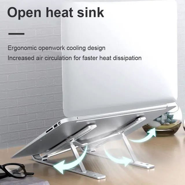 Alt view image 3 of 6 - Adjustable Support Laptop Holder Portable Aluminum Laptop Stand For Macbook Pro Air Notebook Riser Stand Cooling Bracket