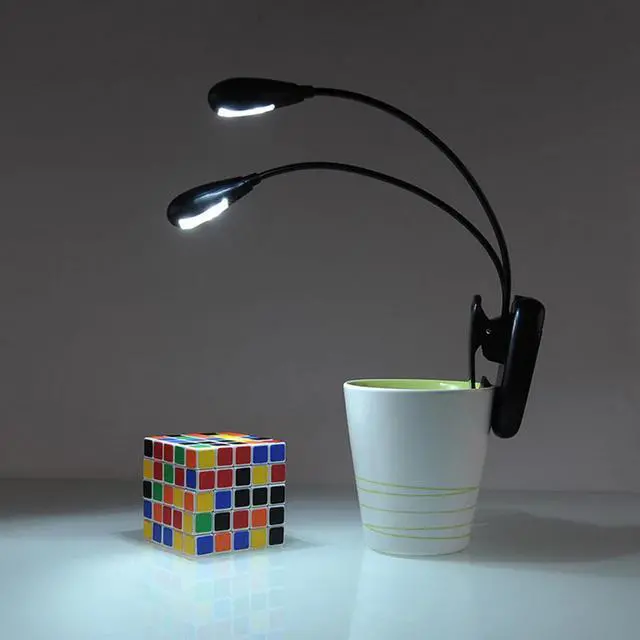 Alt view image 6 of 6 - Convenient Reading Lamp Dual Arms 4 LED Light Flexible Clip on Book Sheet Music Stand Light Student Dormitory Lights With Clip