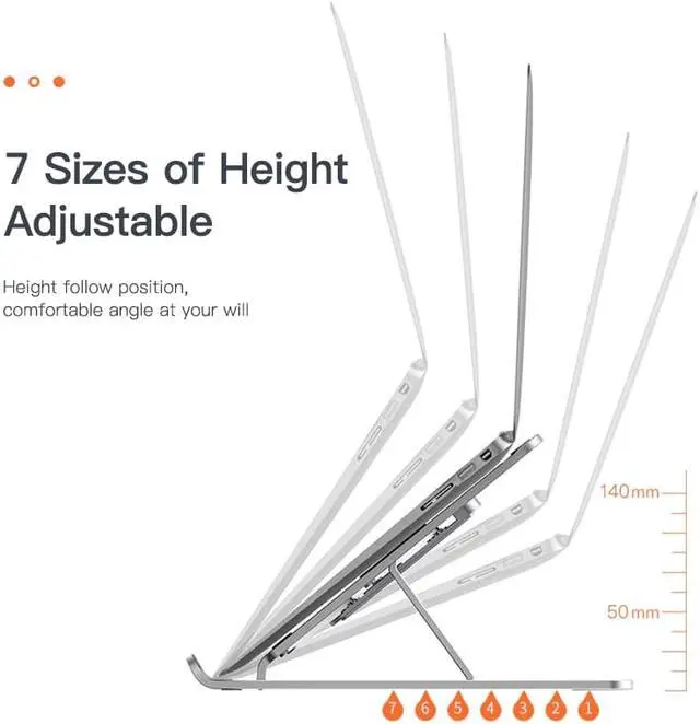 Alt view image 4 of 6 - KUULAA Laptop Holder for MacBook Air Pro Notebook Laptop Stand Bracket Foldable Aluminium Alloy Laptop Holder for PC Notebook