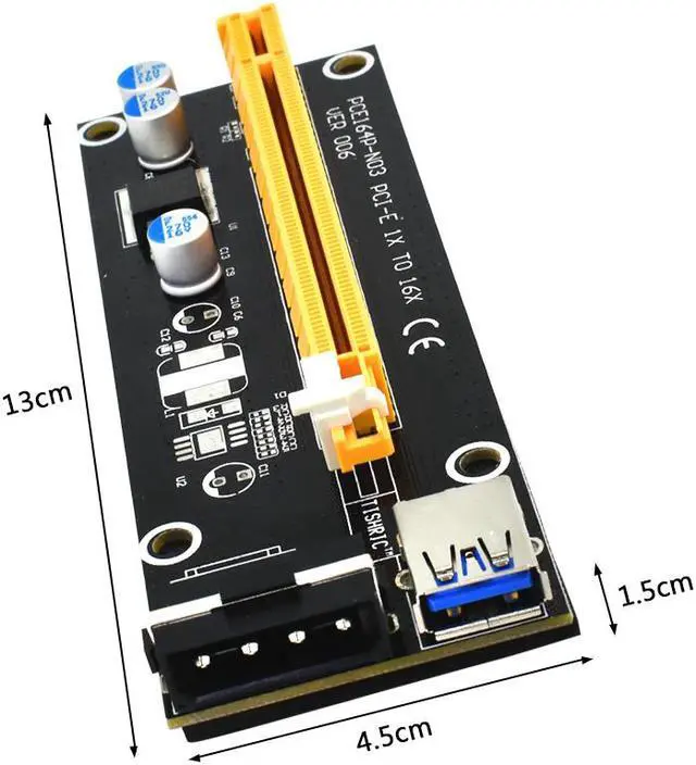 Alt view image 2 of 6 - 6Pack PCI-E Extender PCI Pcie Express Riser Card 1x to 16x USB 3.0 Cable SATA To 4Pin IDE Molex For Mining Bitcion Miner
