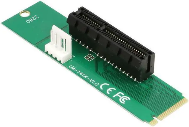 Main image of M.2 NGFF PCIe M Key Male to PCI-e Express 4X Female Converter Adapter Card with Floppy 4 Pin to Molex 4 Pin Power Cable&Screw&Screwdriver Monero BTC ETH