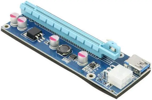 Alt view image 4 of 4 - Ver006C Mining Dedicated PCIe Riser Cable Card Riser Adapter Cryptocurrency PCI Express 1X to 16X Extender Mining Rig 60cm USB 3.0 6Pin Power