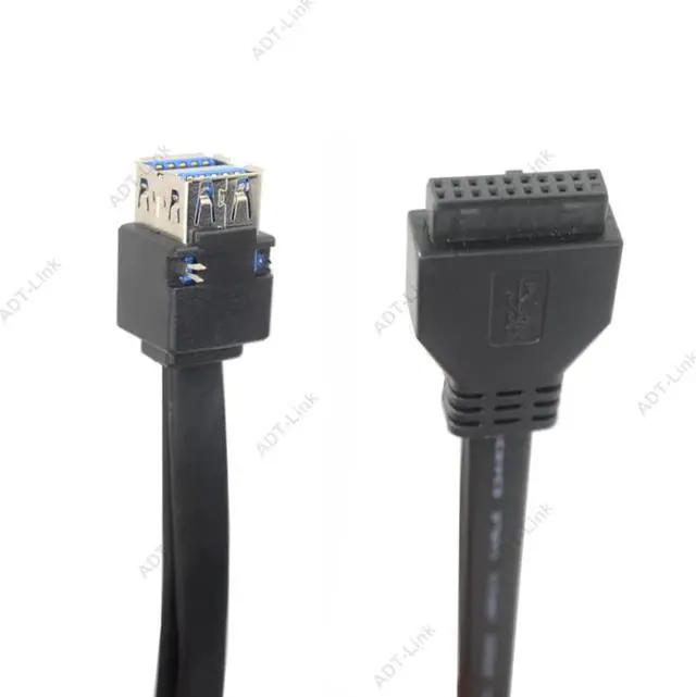 Alt view image 2 of 6 - Misskit USB 3.0 Cable High Speed 20Pin 2 Port USB3.0 Hub USB 3.0 Front Panel Adapter Cable with Fixed Foot for PC Desktop Computer Black