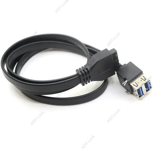 Alt view image 6 of 6 - Misskit USB 3.0 Cable High Speed 20Pin 2 Port USB3.0 Hub USB 3.0 Front Panel Adapter Cable with Fixed Foot for PC Desktop Computer Black