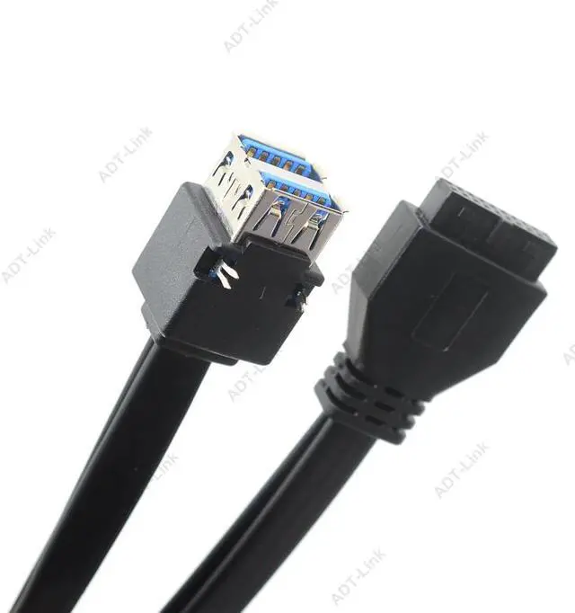 Main image of Misskit USB 3.0 Cable High Speed 20Pin 2 Port USB3.0 Hub USB 3.0 Front Panel Adapter Cable with Fixed Foot for PC Desktop Computer Black